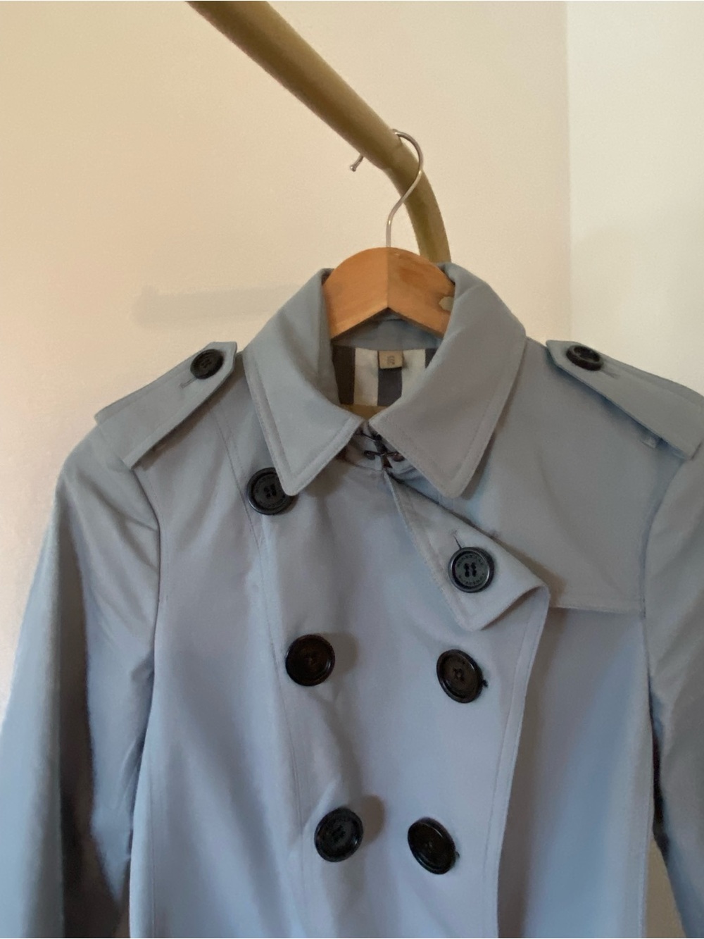 Burberry London Blue Cotton Check Lined Belted Trench Coat US 4 - Picture 5 of 15